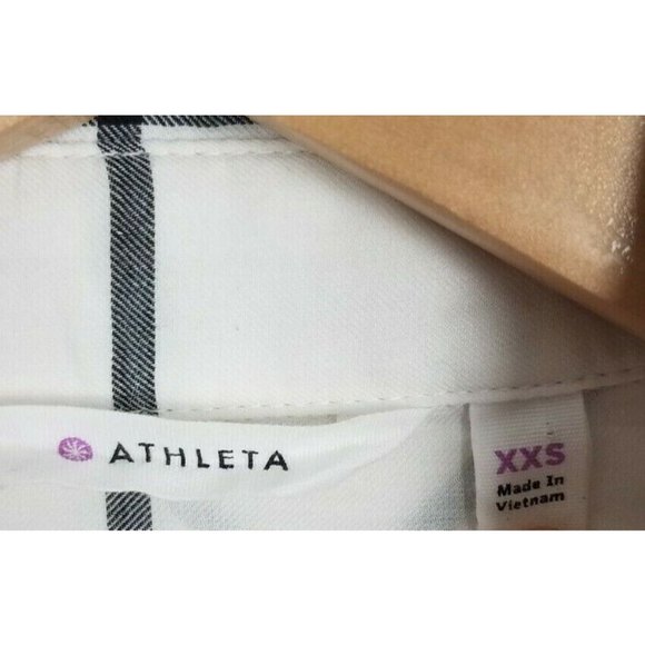 Athleta Sz. XXS Presidio 1/4 Button Up Long Sleeve Black & White Plaid Tunic - Picture 5 of 9